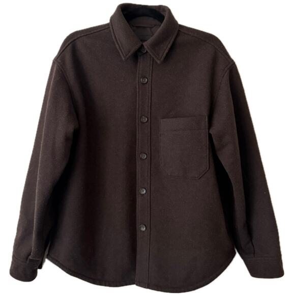 Uniqlo Brown Overshirt SnapButton Collar LongSleeve Shacket/Jacket w/Pocket-S - Picture 1 of 8